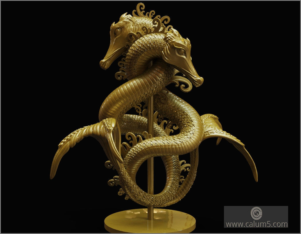 Sea Dragons Sculpture 3D print model_13