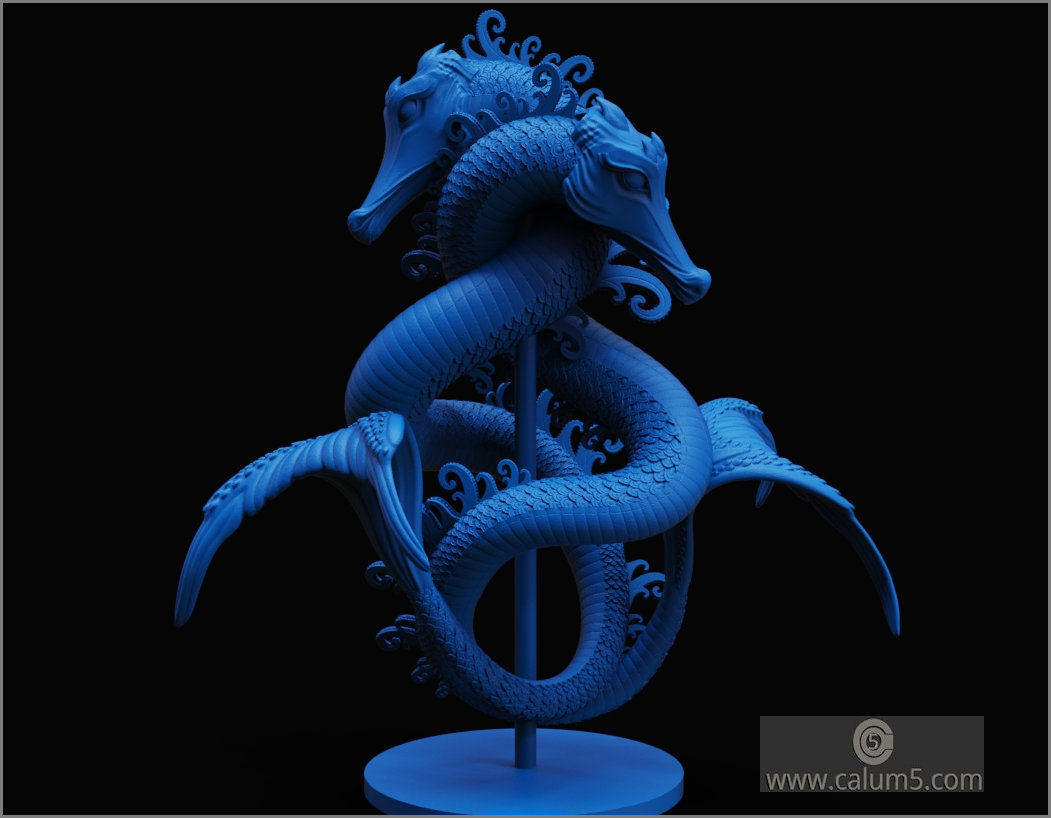 Sea Dragons Sculpture 3D print model_12