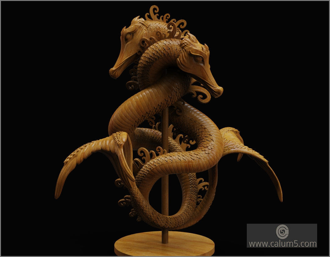 Sea Dragons Sculpture 3D print model_7