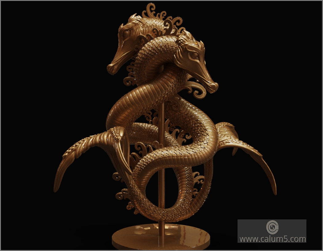 Sea Dragons Sculpture 3D print model_8