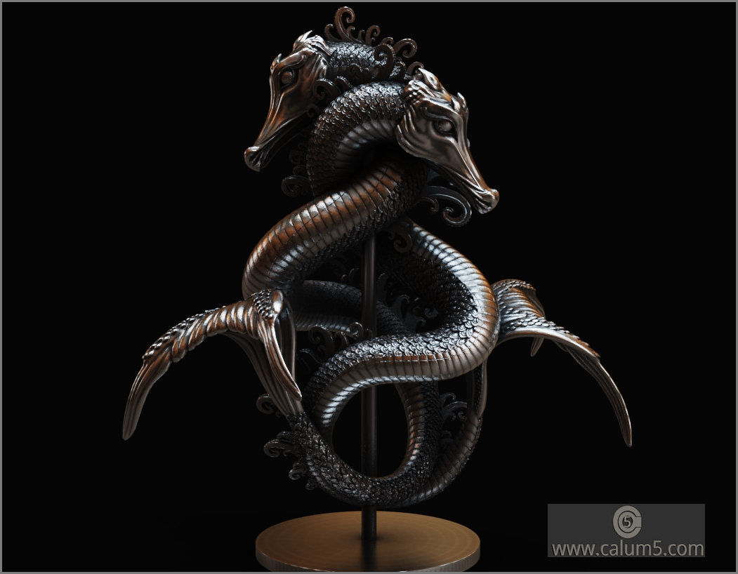 Sea Dragons Sculpture 3D print model_15