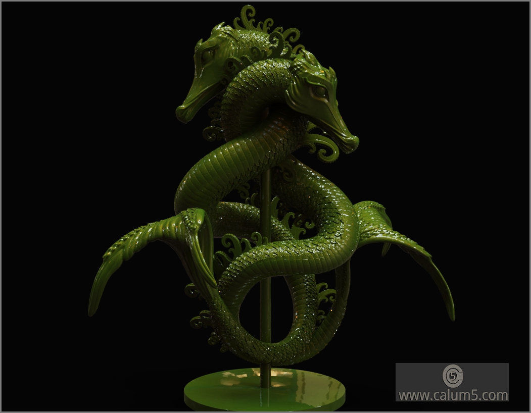 Sea Dragons Sculpture 3D print model_14