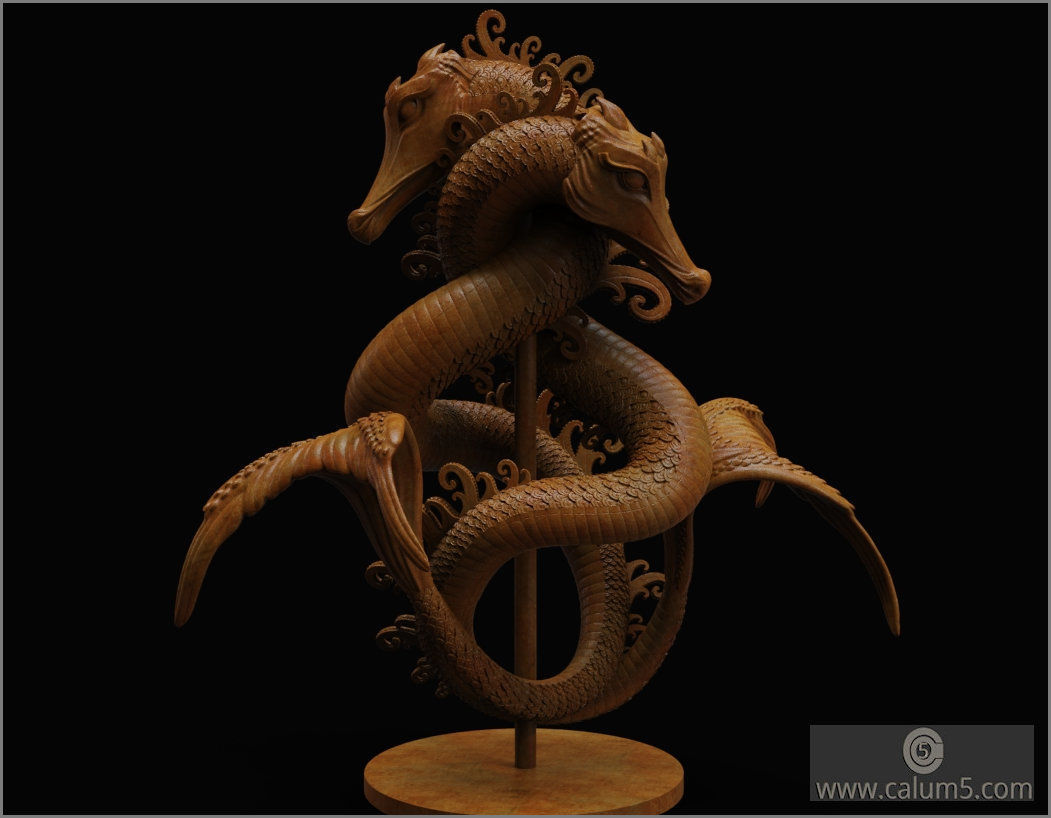 Sea Dragons Sculpture 3D print model_10