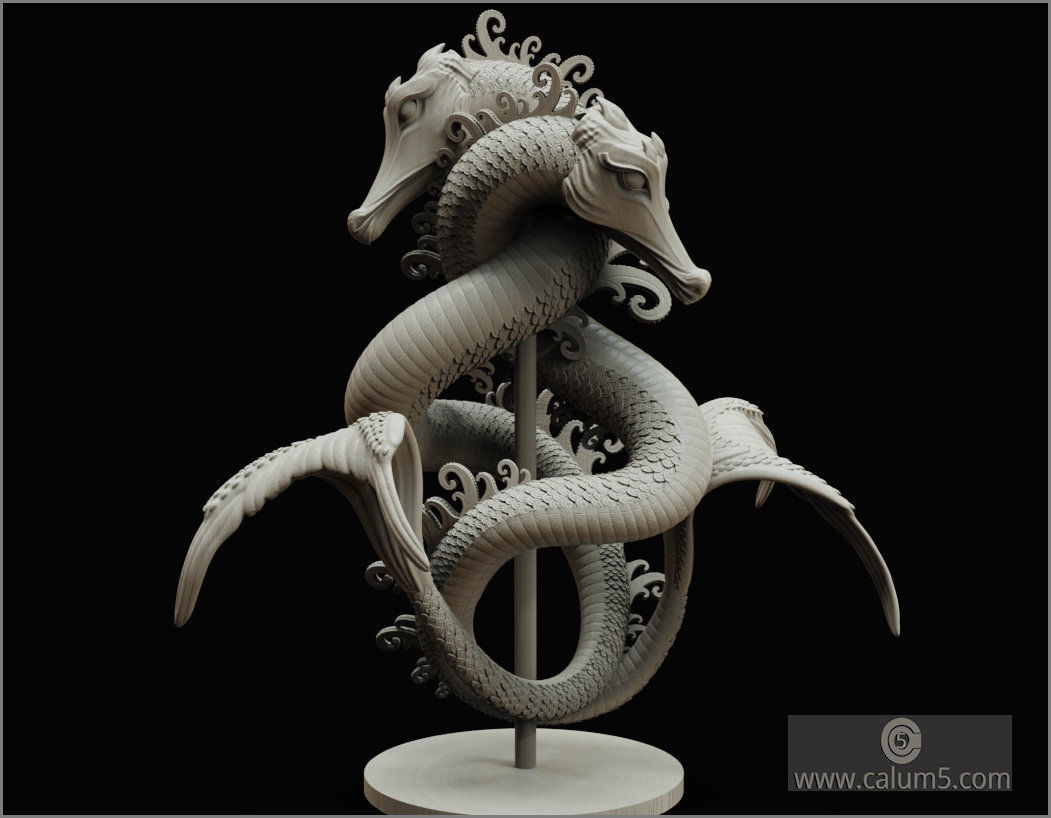 Sea Dragons Sculpture 3D print model_1