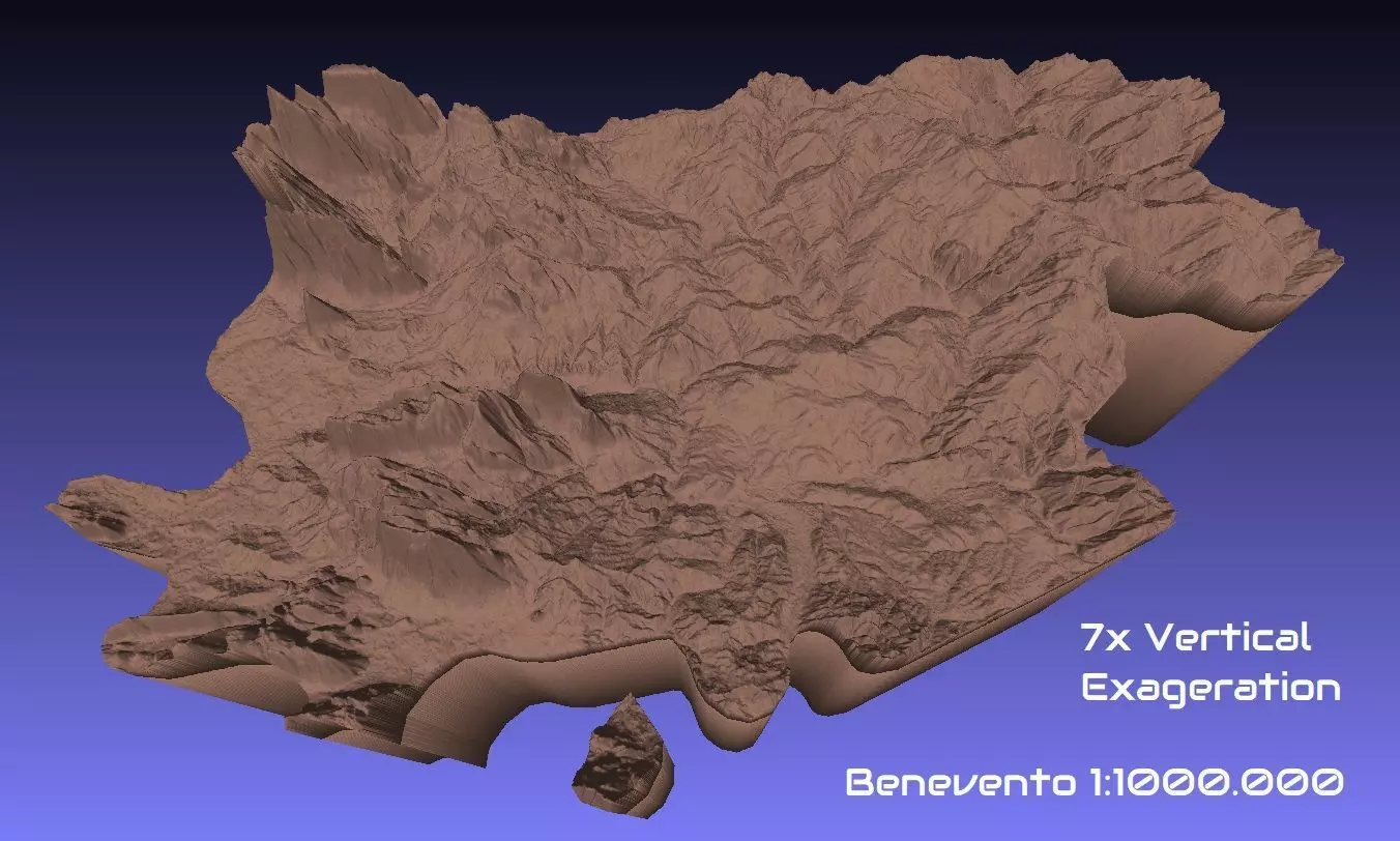 Italy 3D Map of Benevento Provice 1 to 1000000 3D print model_0