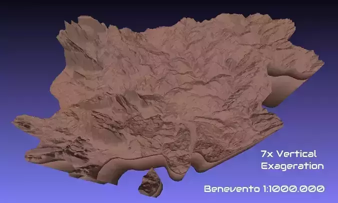 Italy 3D Map of Benevento Provice 1 to 1000000 3D print model