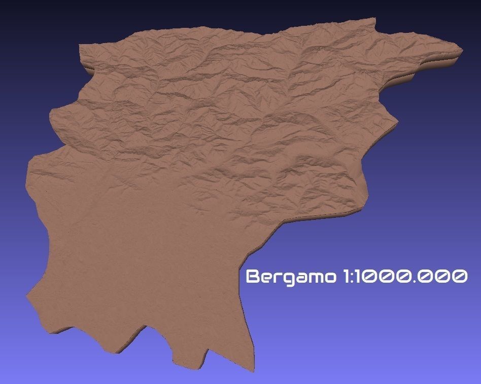 Italy 3D Map of Bergamo Provice 1 to 1000000 3D print model_1