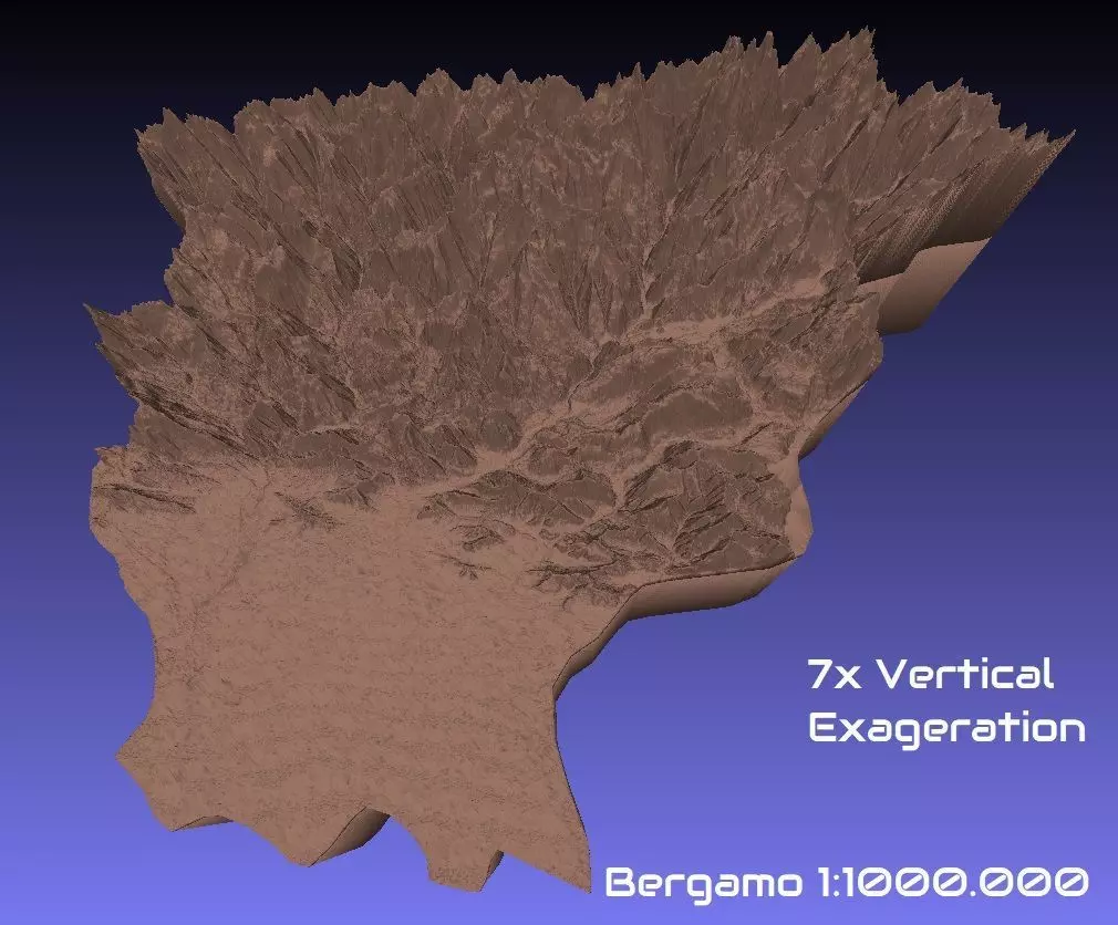 Italy 3D Map of Bergamo Provice 1 to 1000000 3D print model_0
