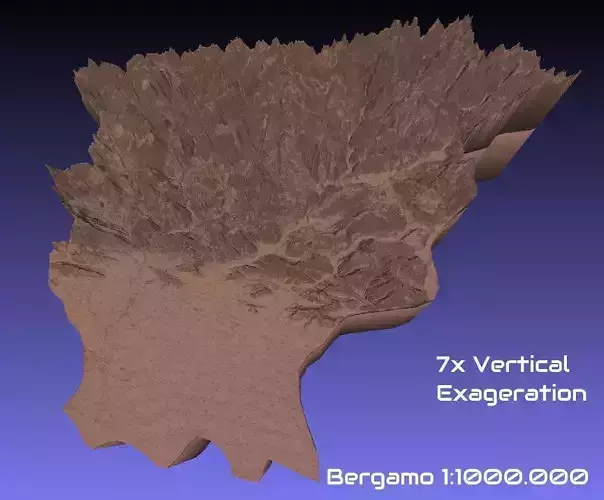 Italy 3D Map of Bergamo Provice 1 to 1000000 3D print model