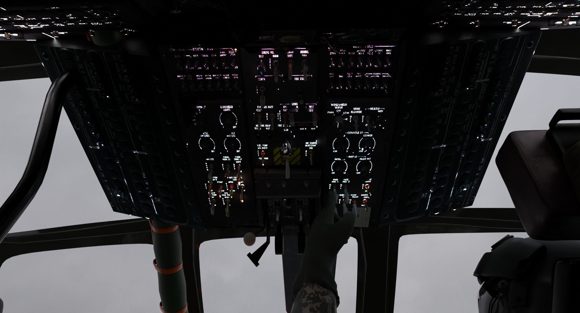 Black Hawk Helicopter With Pilots Low-poly 3D model_13