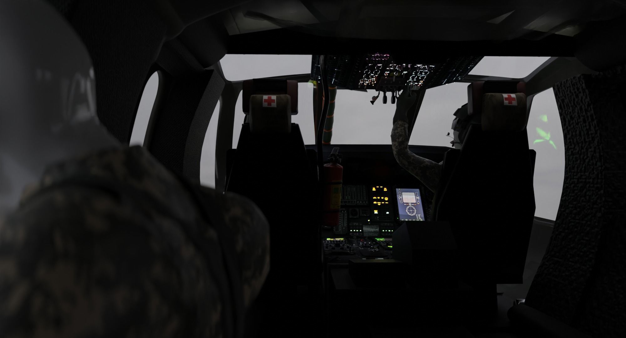 Black Hawk Helicopter With Pilots Low-poly 3D model_9