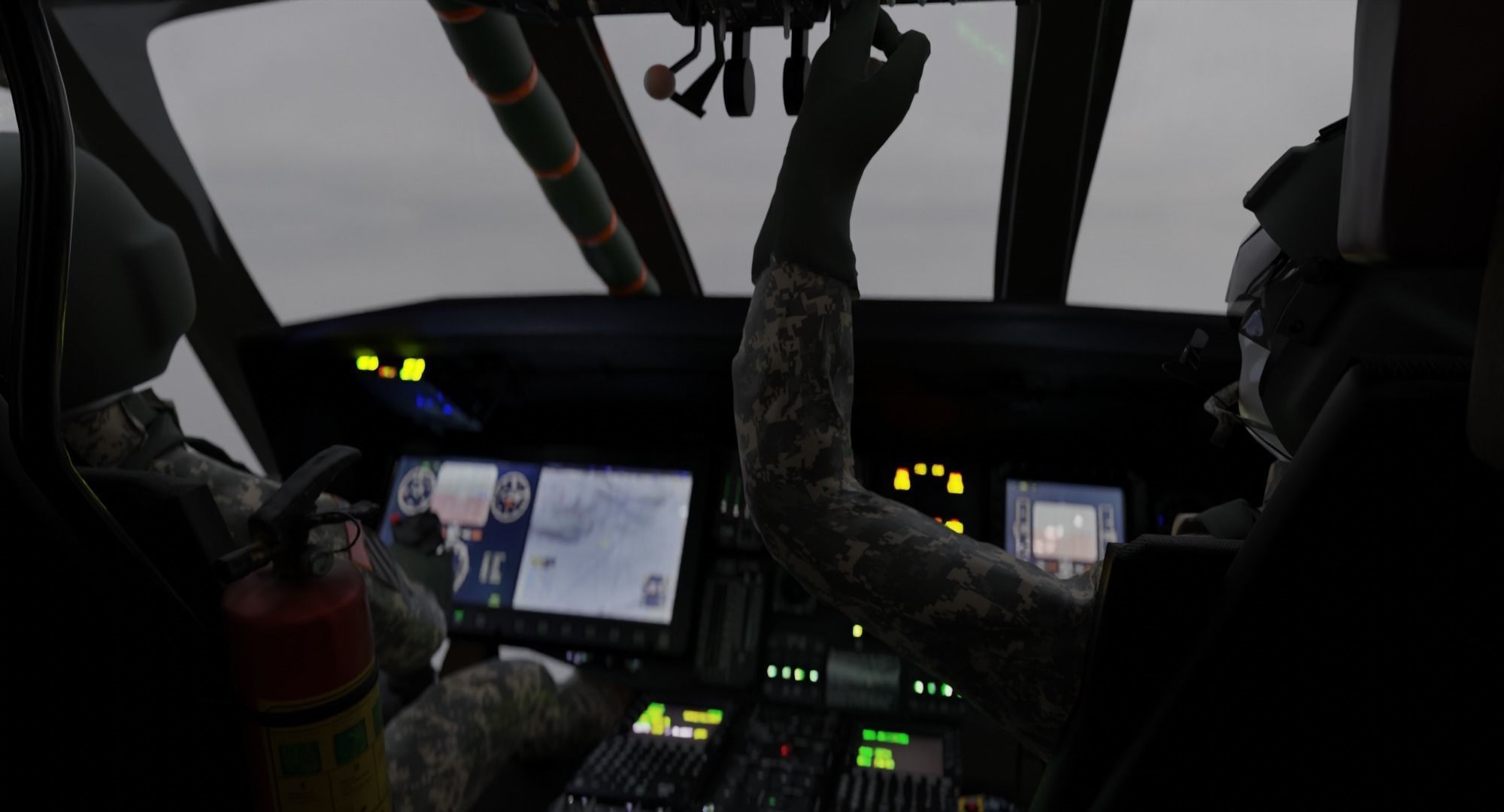 Black Hawk Helicopter With Pilots Low-poly 3D model_1