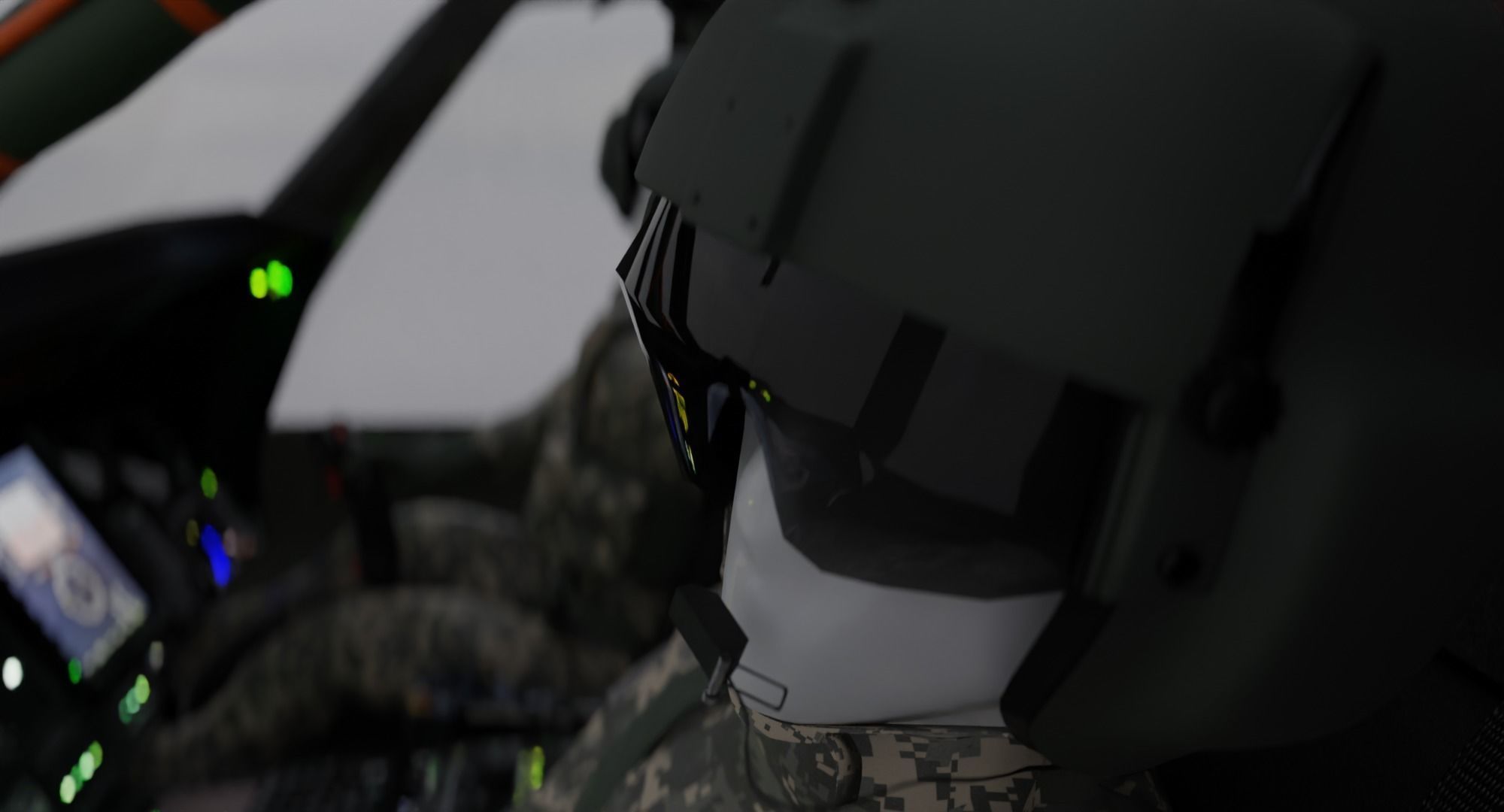 Black Hawk Helicopter With Pilots Low-poly 3D model_11