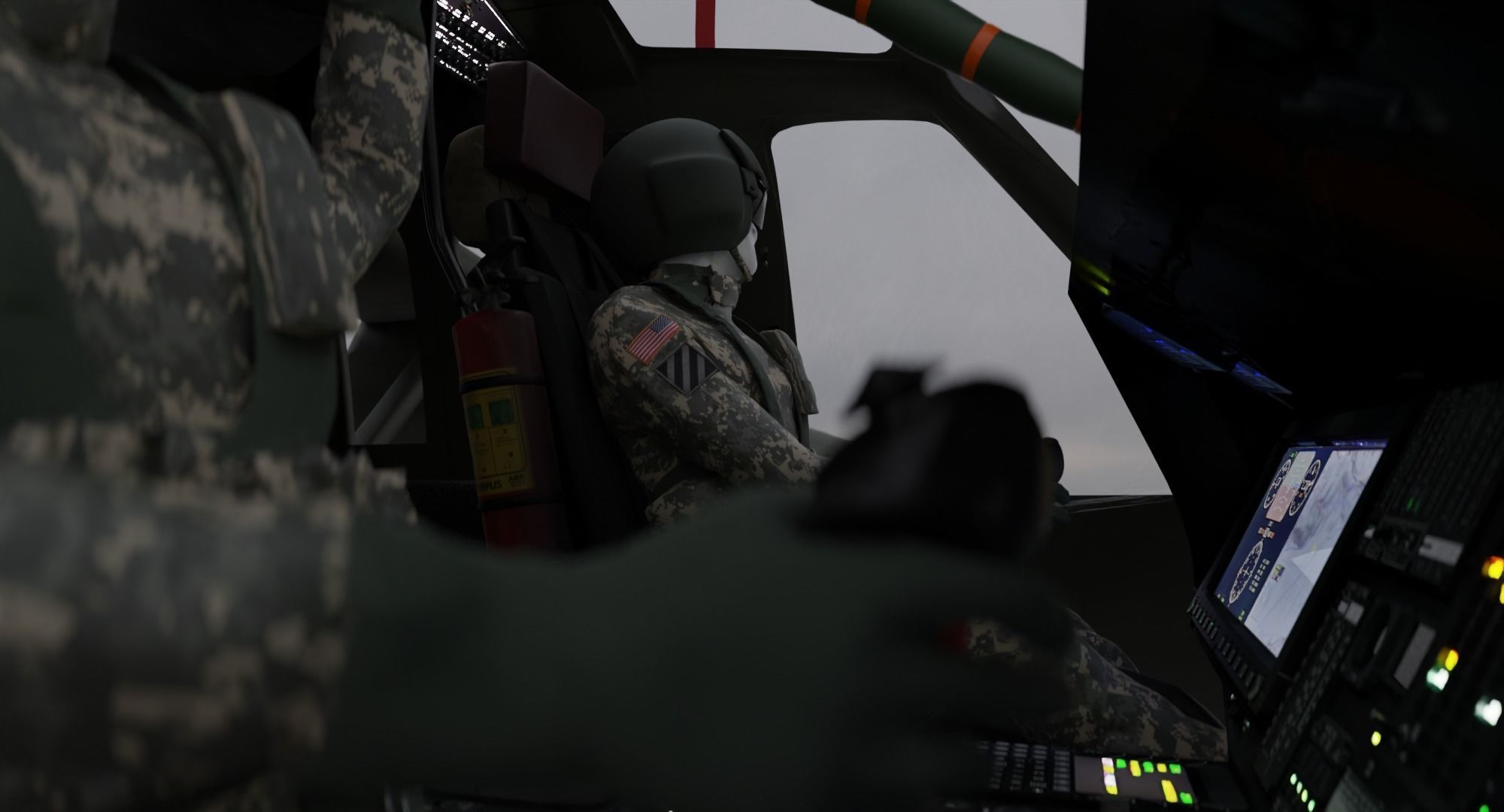 Black Hawk Helicopter With Pilots Low-poly 3D model_10