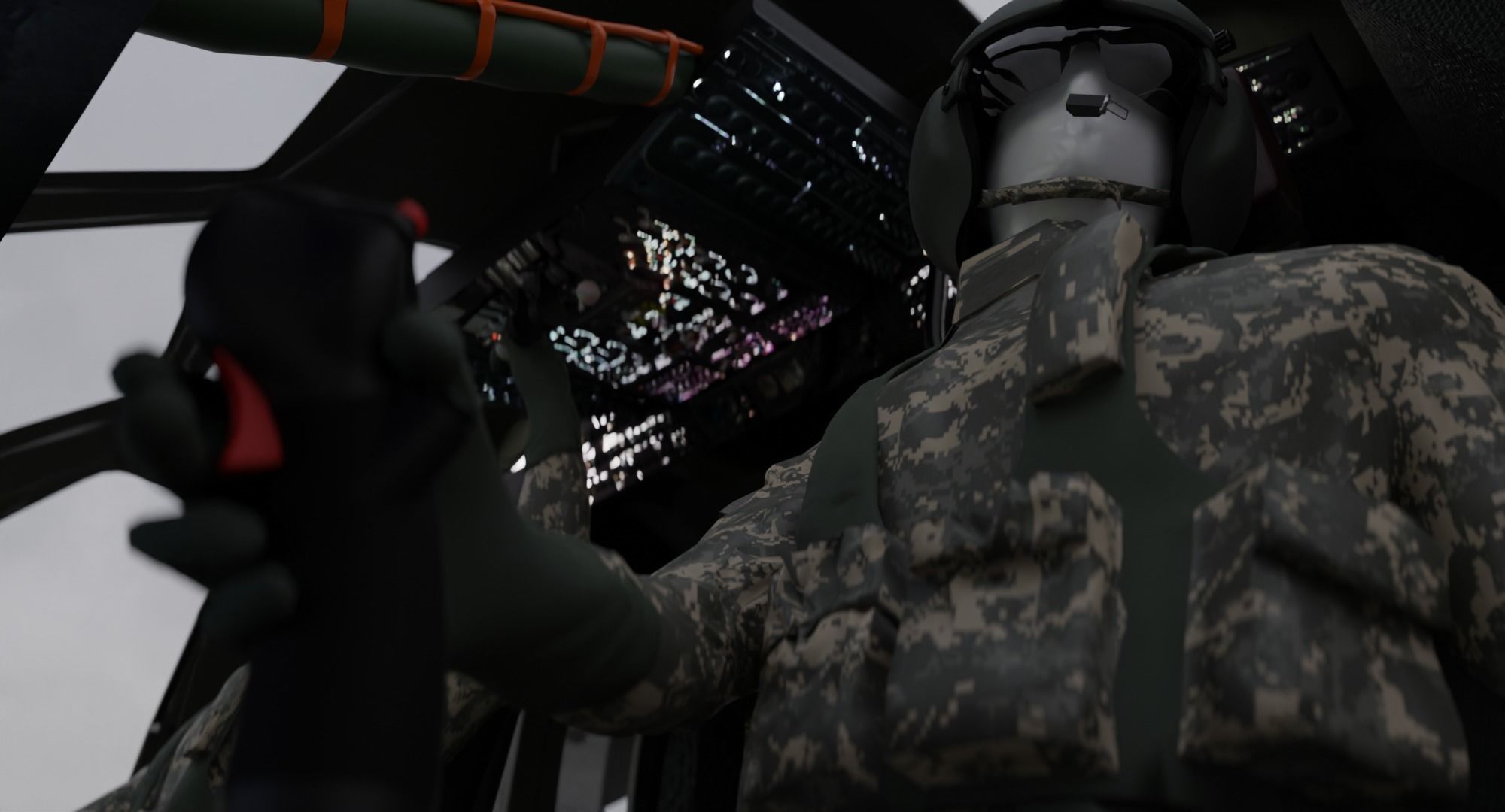 Black Hawk Helicopter With Pilots Low-poly 3D model_6