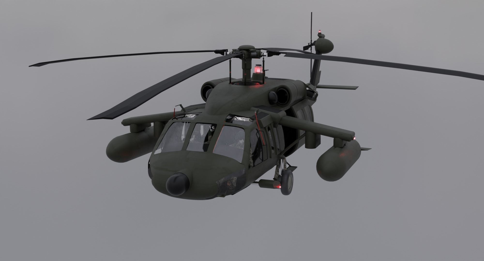 Black Hawk Helicopter With Pilots Low-poly 3D model_14