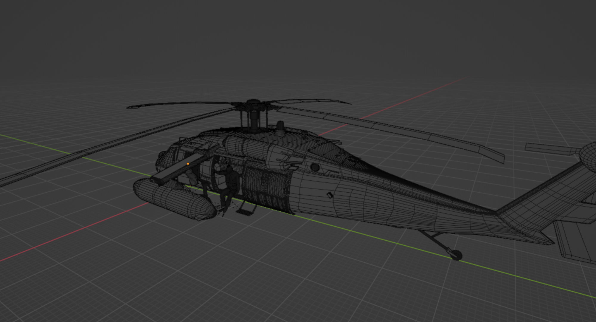 Black Hawk Helicopter With Pilots Low-poly 3D model_17