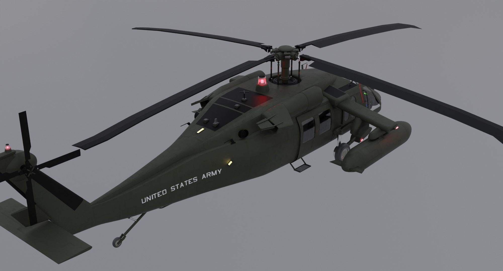 Black Hawk Helicopter With Pilots Low-poly 3D model_15