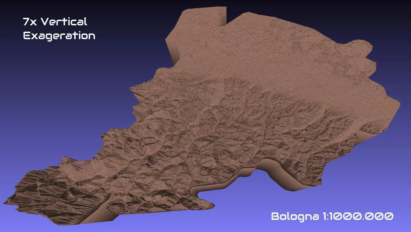 Italy 3D Map of Bologna Provice 1 to 1000000 3D print model_0