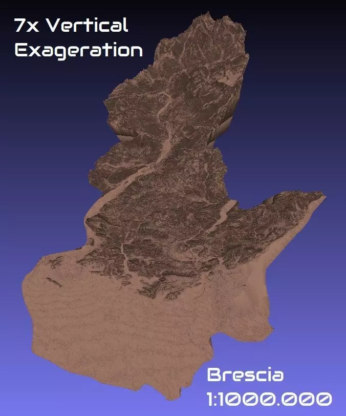 Italy 3D Map of Brescia Provice 1 to 1000000 3D print model_0