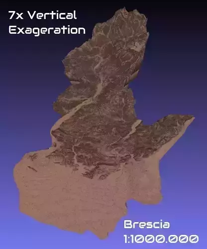 Italy 3D Map of Brescia Provice 1 to 1000000 3D print model