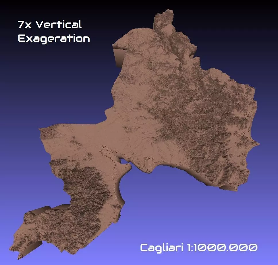 Italy 3D Map of Cagliari Provice 1 to 1000000 3D print model_0