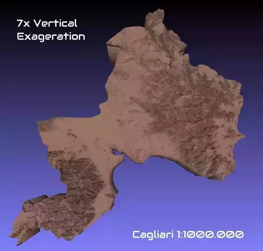 Italy 3D Map of Cagliari Provice 1 to 1000000 3D print model