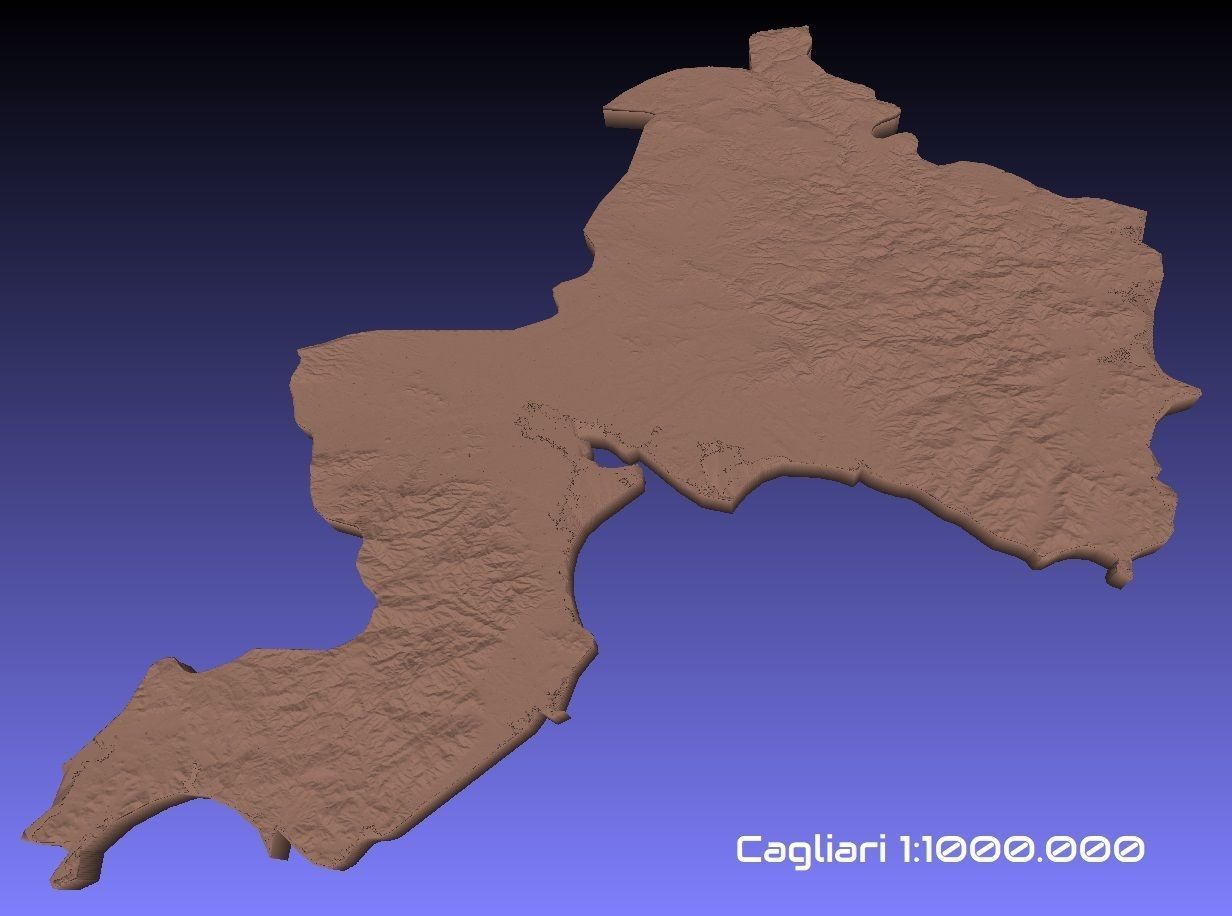 Italy 3D Map of Cagliari Provice 1 to 1000000 3D print model_1