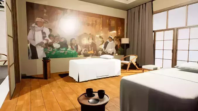 Spa - massage salon with pool 3D model