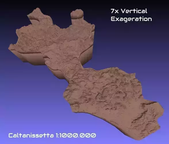 Italy 3D Map of Caltanissetta Provice 1 to 1000000 3D print model