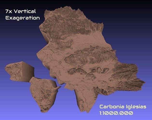 Italy 3D Map of Carbonia Iglesias Provice 1 to 1000000 3D print model