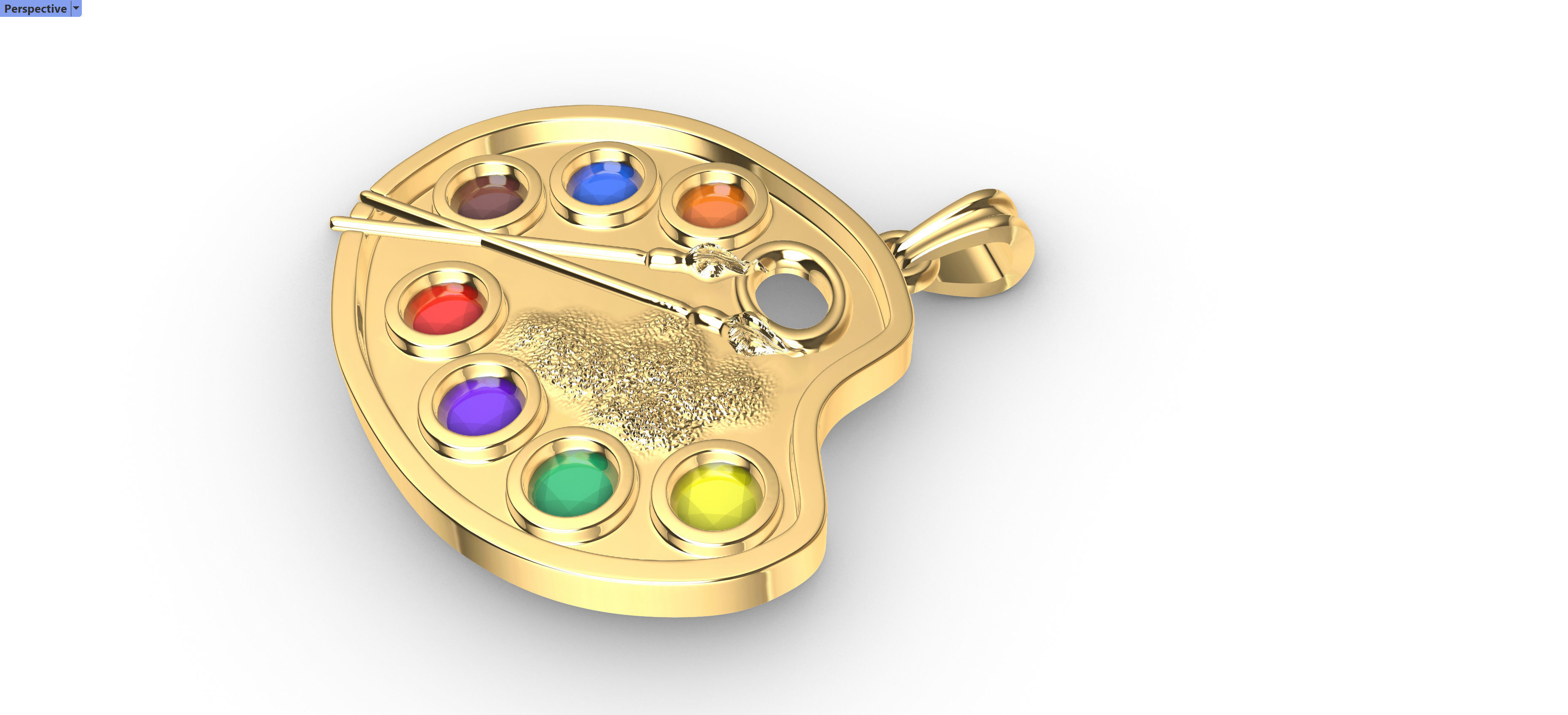 Artist Paint Palette Brush Necklace Pendant Charm Jewelry 3D print model_1