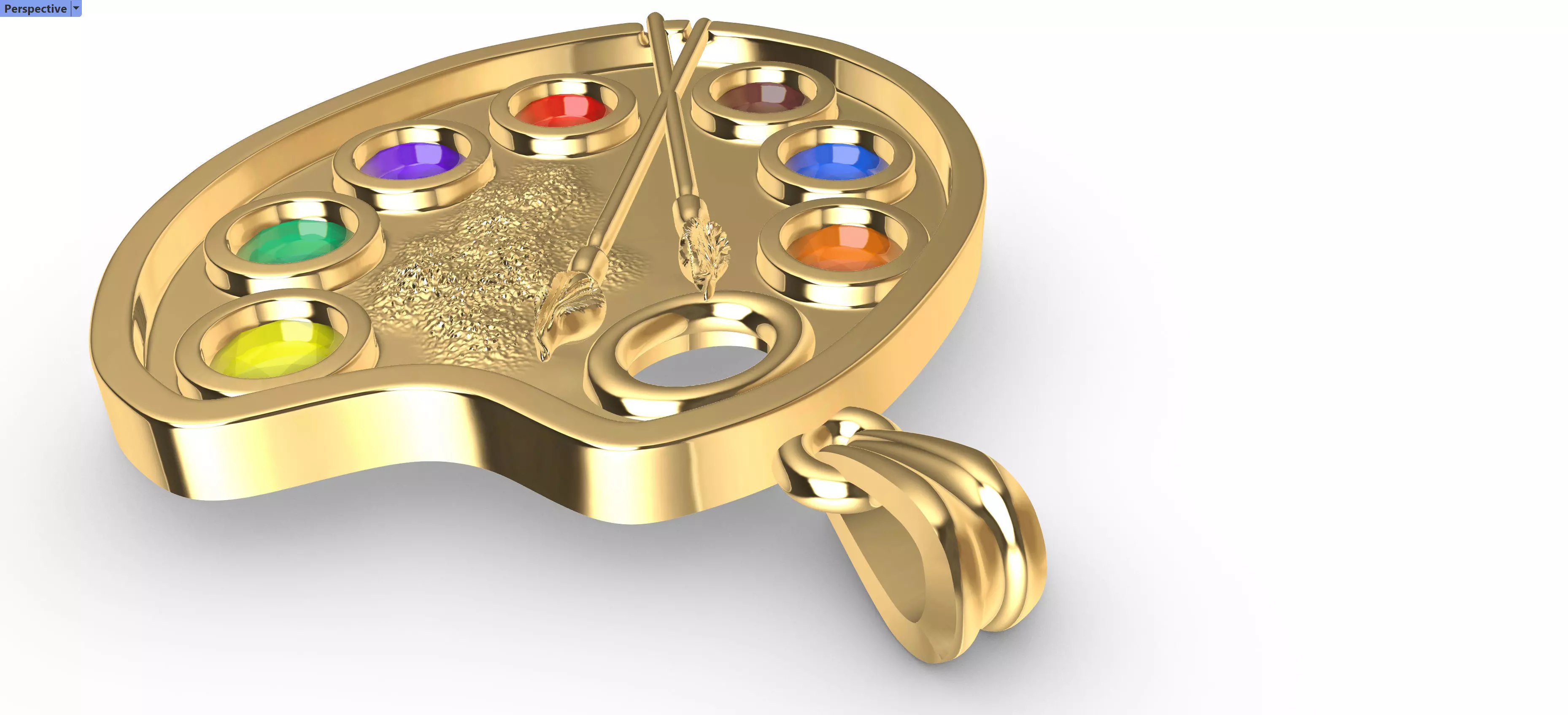 Artist Paint Palette Brush Necklace Pendant Charm Jewelry 3D print model_0