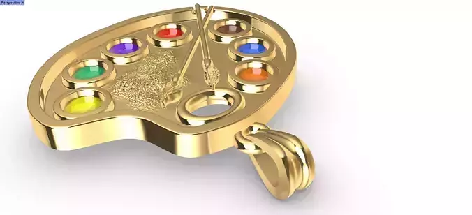 Artist Paint Palette Brush Necklace Pendant Charm Jewelry 3D print model Artist Paint Palette Brush Necklace Pendant Charm Jewelry 3D print model