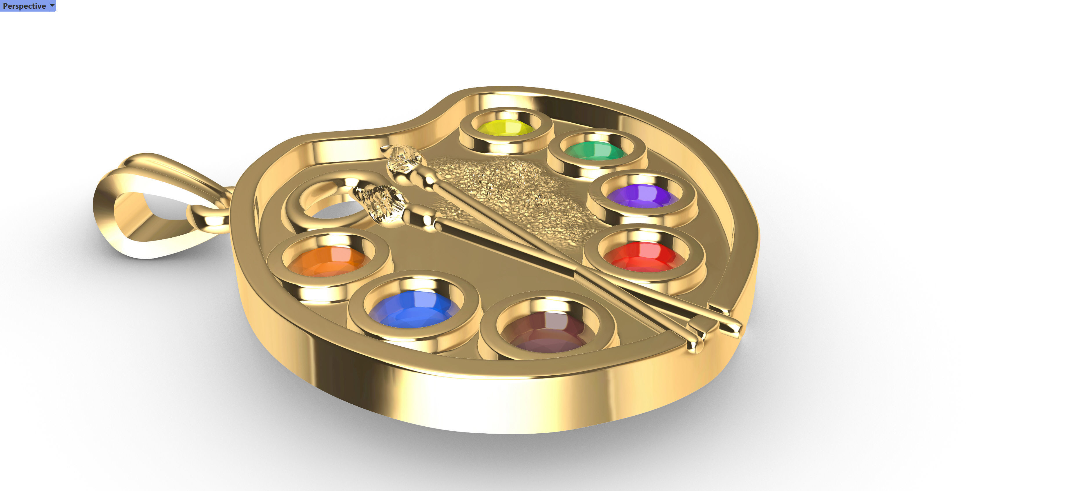 Artist Paint Palette Brush Necklace Pendant Charm Jewelry 3D print model_5