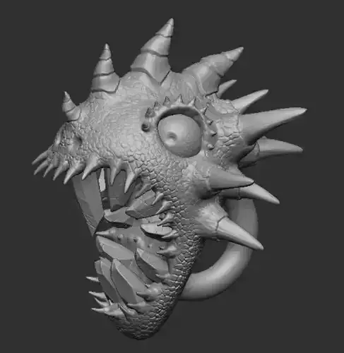 Xenomorph dinosaur keychain 3D print model