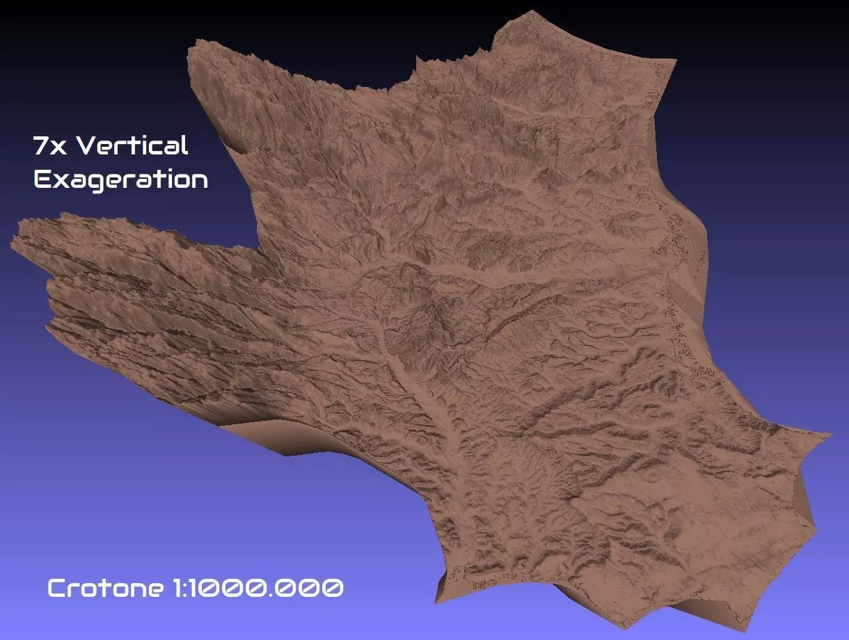 Italy 3D Map of Crotone Provice 1 to 1000000 3D print model_0