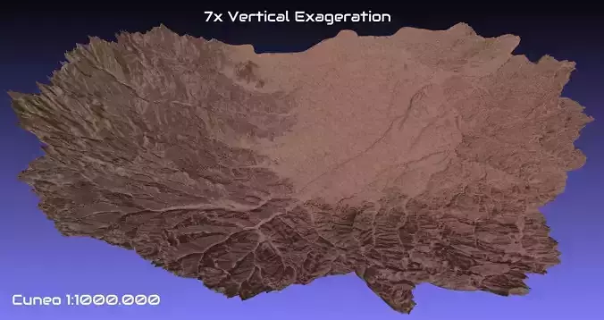 Italy 3D Map of Cuneo Provice 1 to 1000000