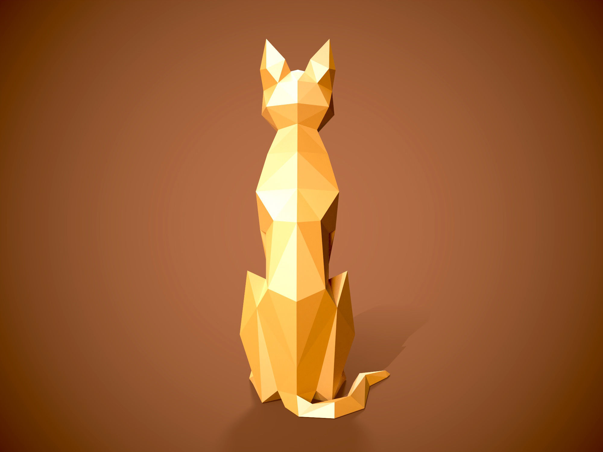 Low Poly Cat 3d model and Pepakura 3D print model_7
