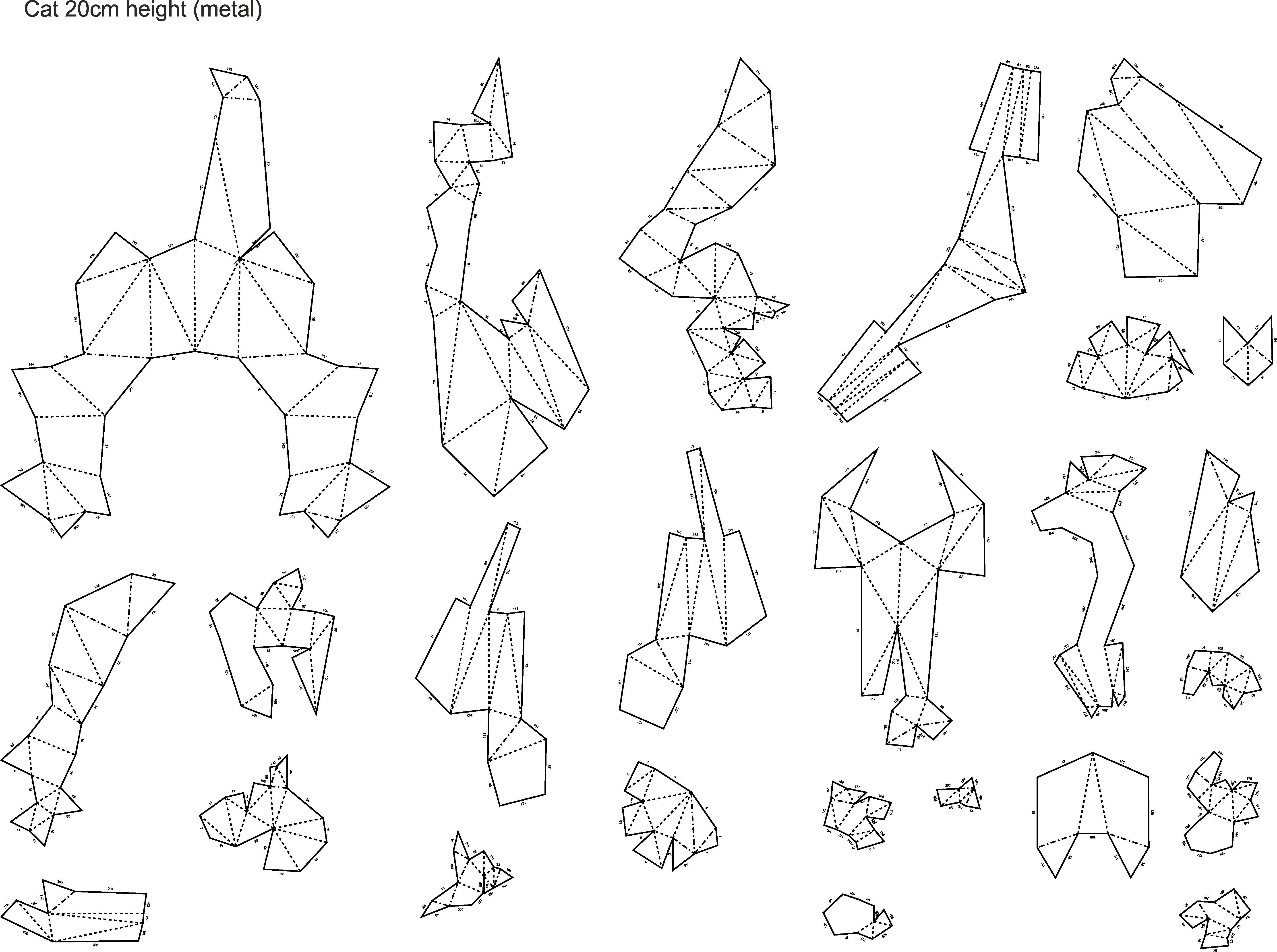 Low Poly Cat 3d model and Pepakura 3D print model_8