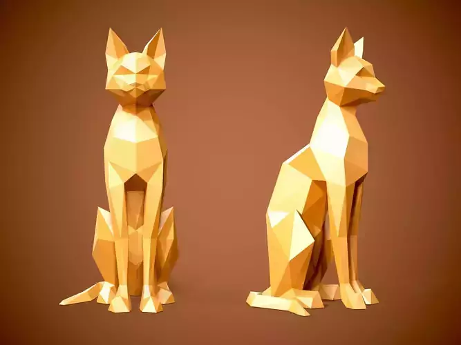 Low Poly Cat 3d model and Pepakura 3D print model