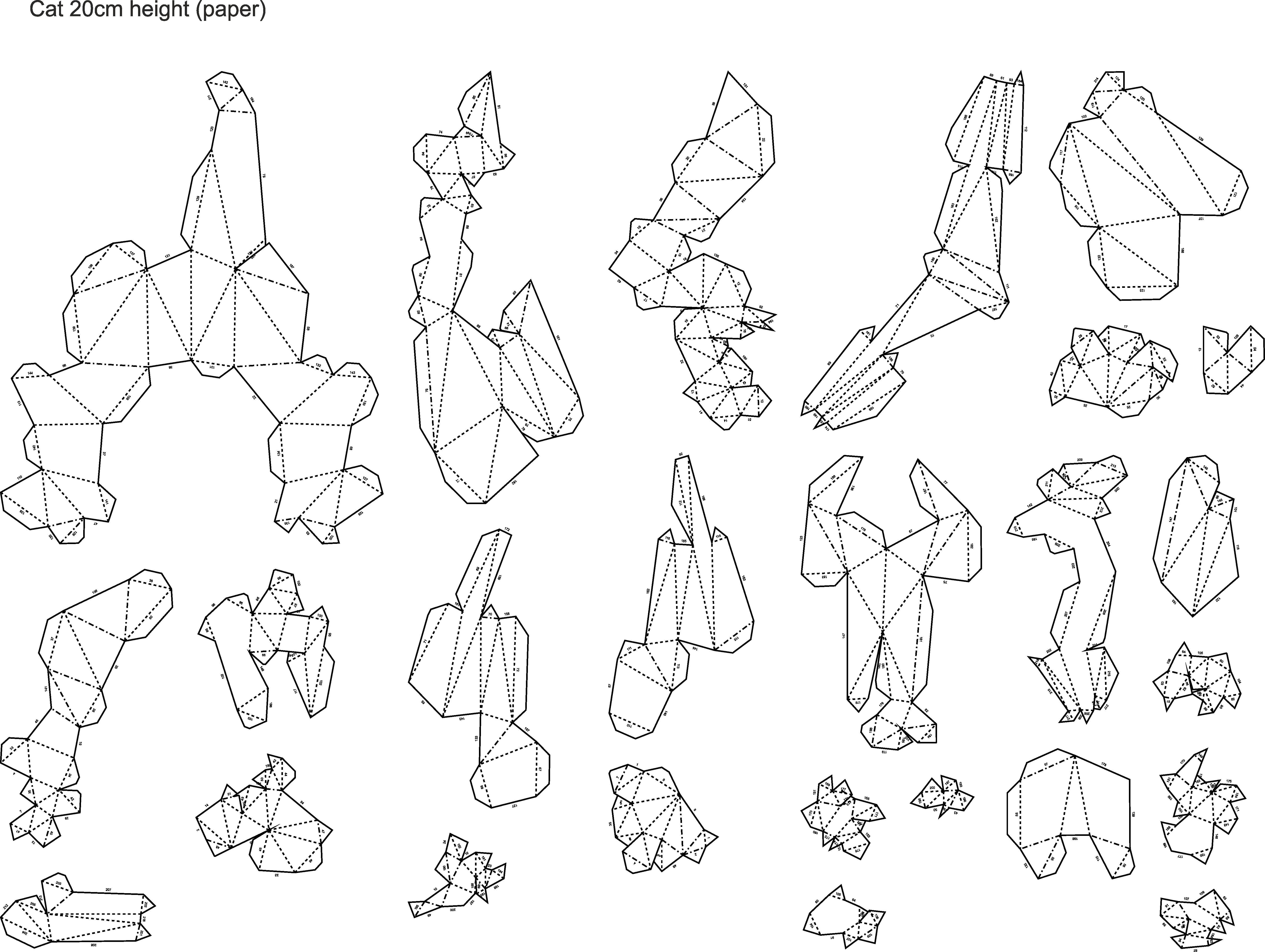 Low Poly Cat 3d model and Pepakura 3D print model_9