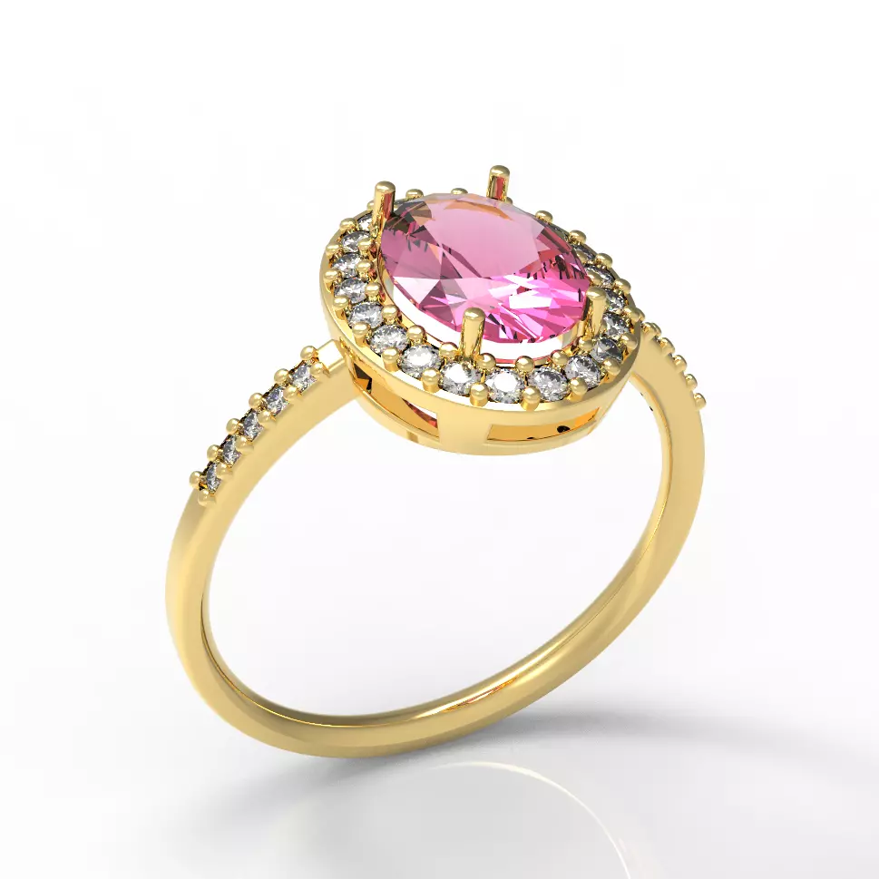 Oval cut ring whit diamonds Anel com pedra oval e diamantes   3D print model_0