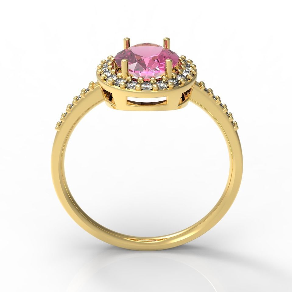 Oval cut ring whit diamonds Anel com pedra oval e diamantes   3D print model_1