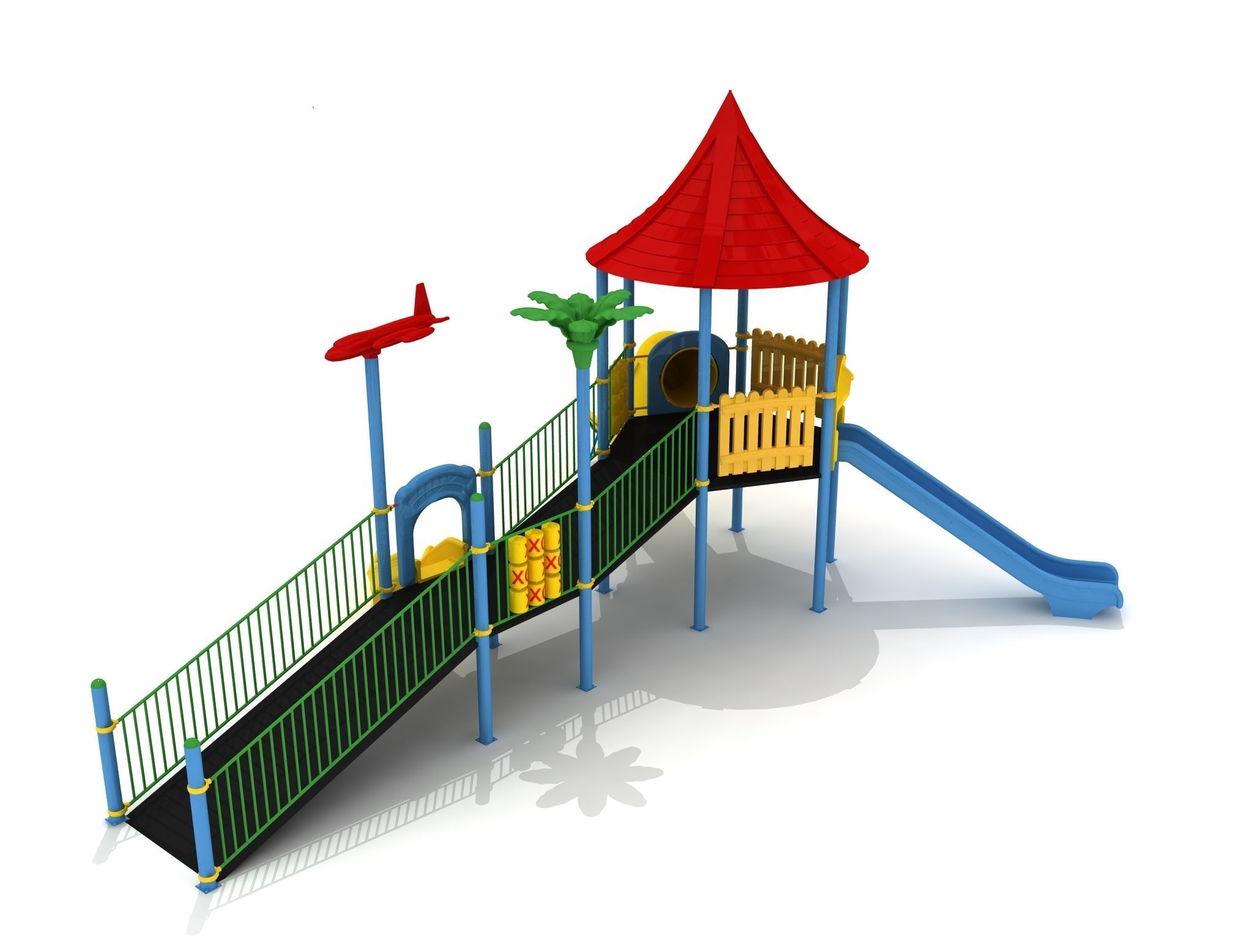 Handicapped Accessible Metal Kid Playground - 01 3D model_1