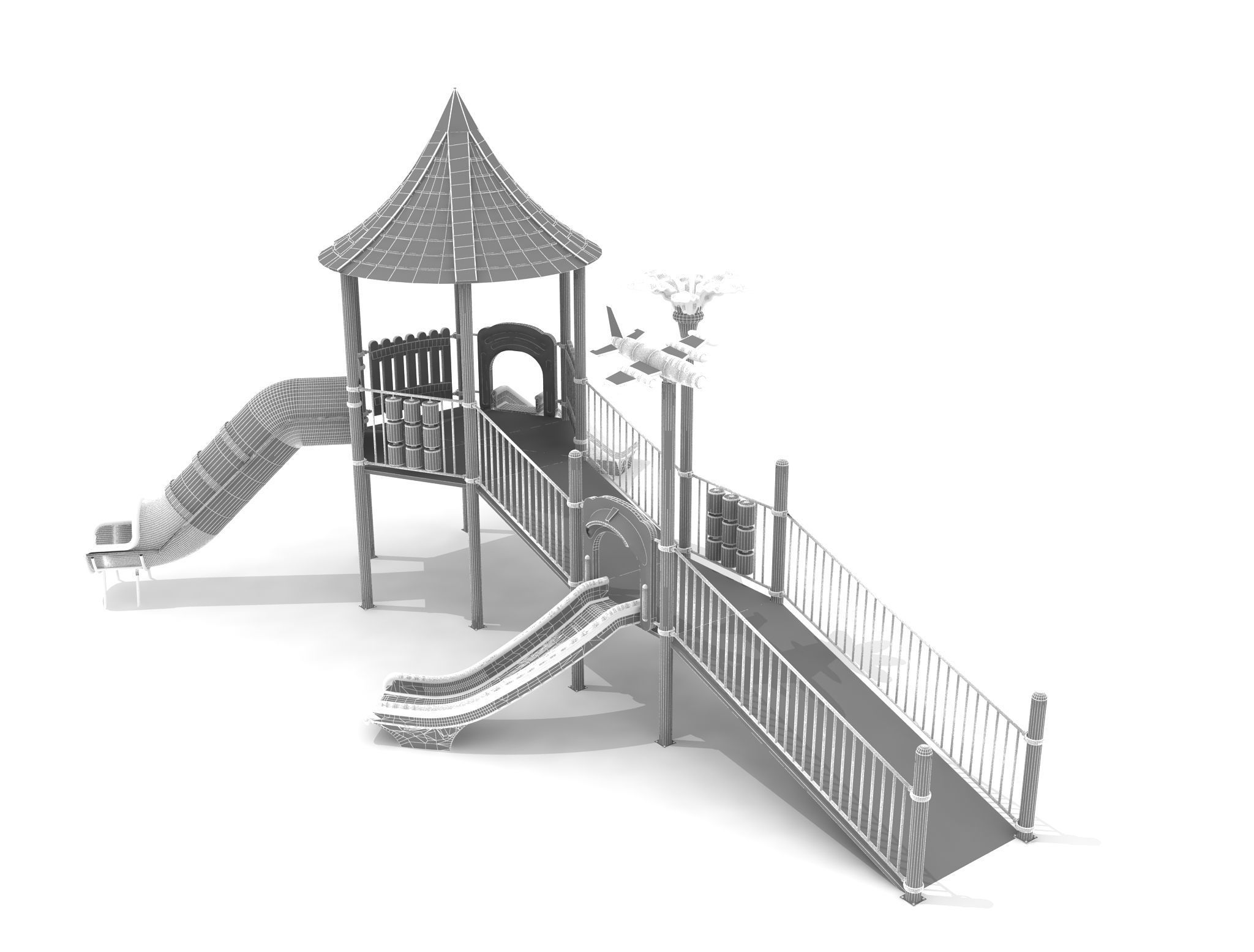 Handicapped Accessible Metal Kid Playground - 01 3D model_7