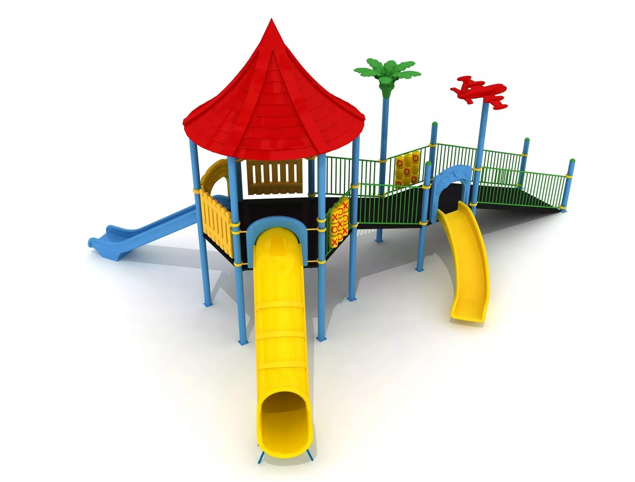 Handicapped Accessible Metal Kid Playground - 01 3D model_0