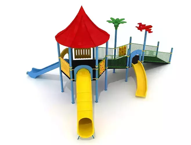 Handicapped Accessible Metal Kid Playground - 01 3D model