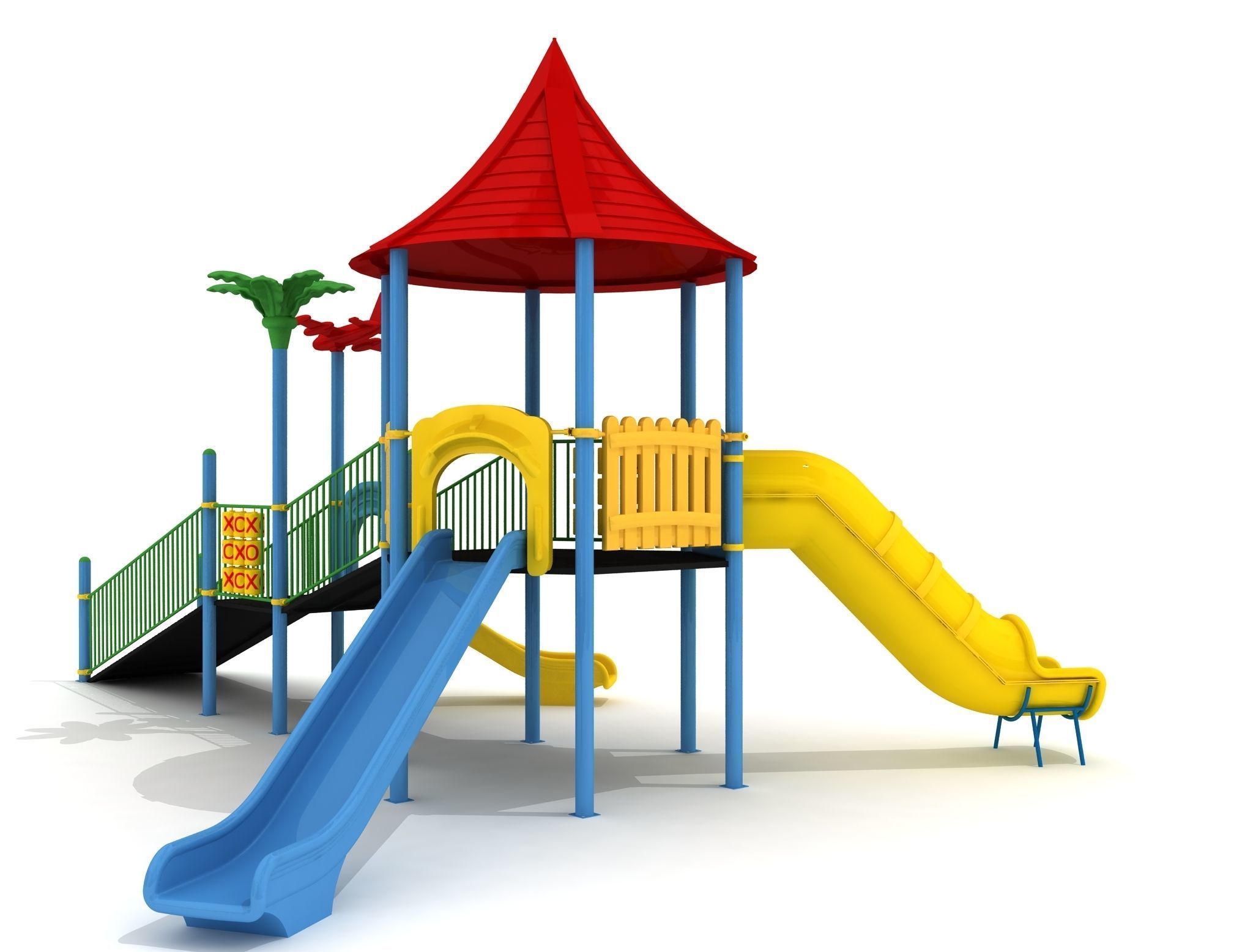 Handicapped Accessible Metal Kid Playground - 01 3D model_4