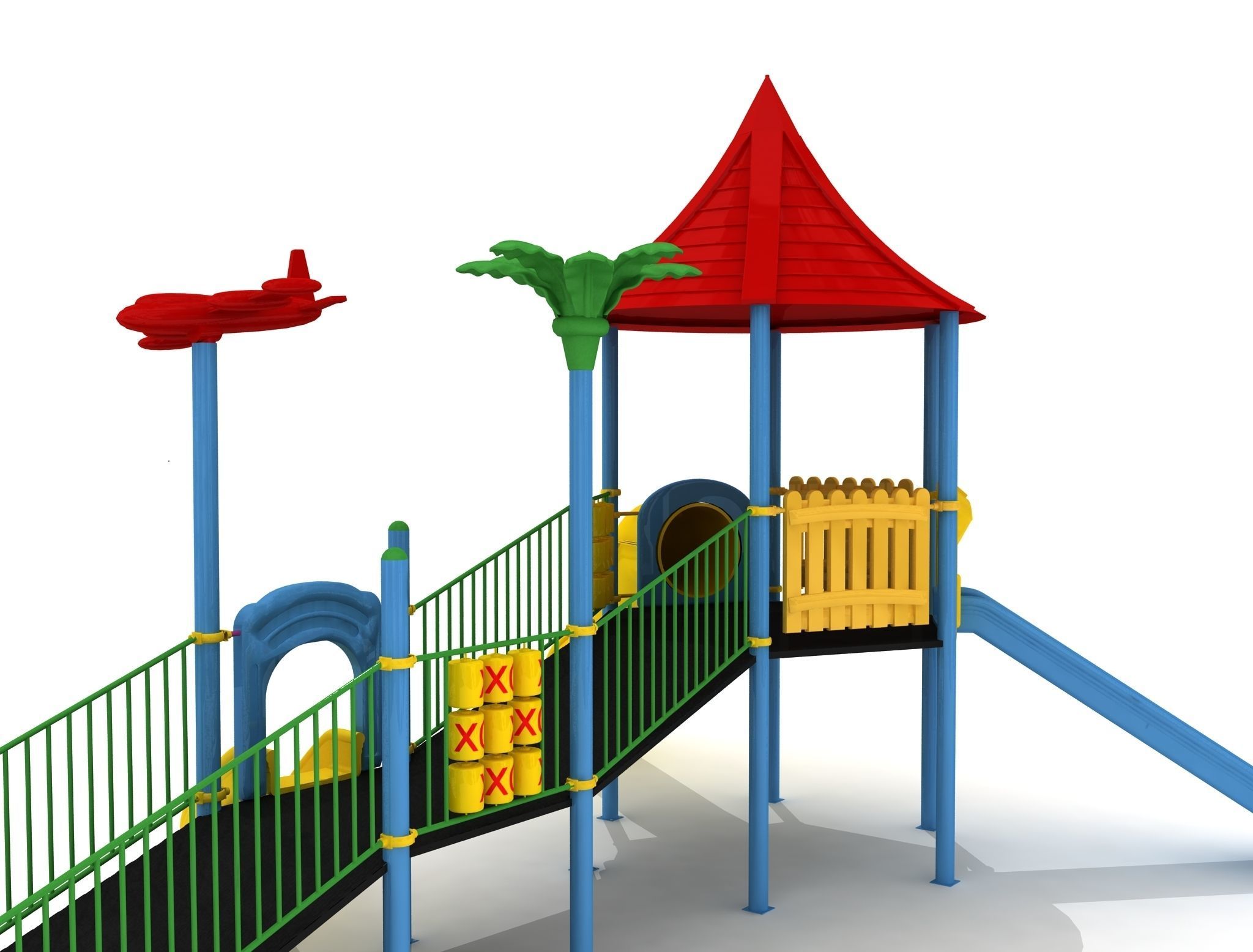 Handicapped Accessible Metal Kid Playground - 01 3D model_3